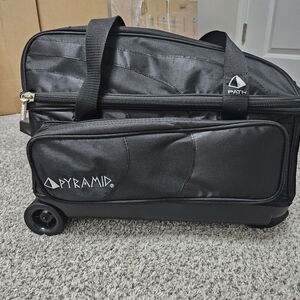 Pyramid Double Roller 2 Ball Bowling Bag Black Top Separate Compartment EUC